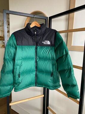 The North Face Black and Green Insulated Jacket with Logo Patch